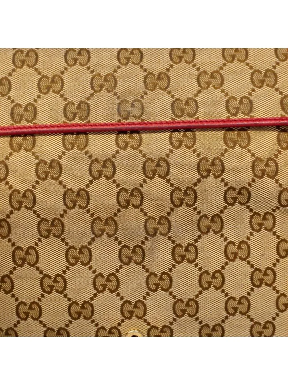 Gucci Wallet GG Canvas Beige Red Gold